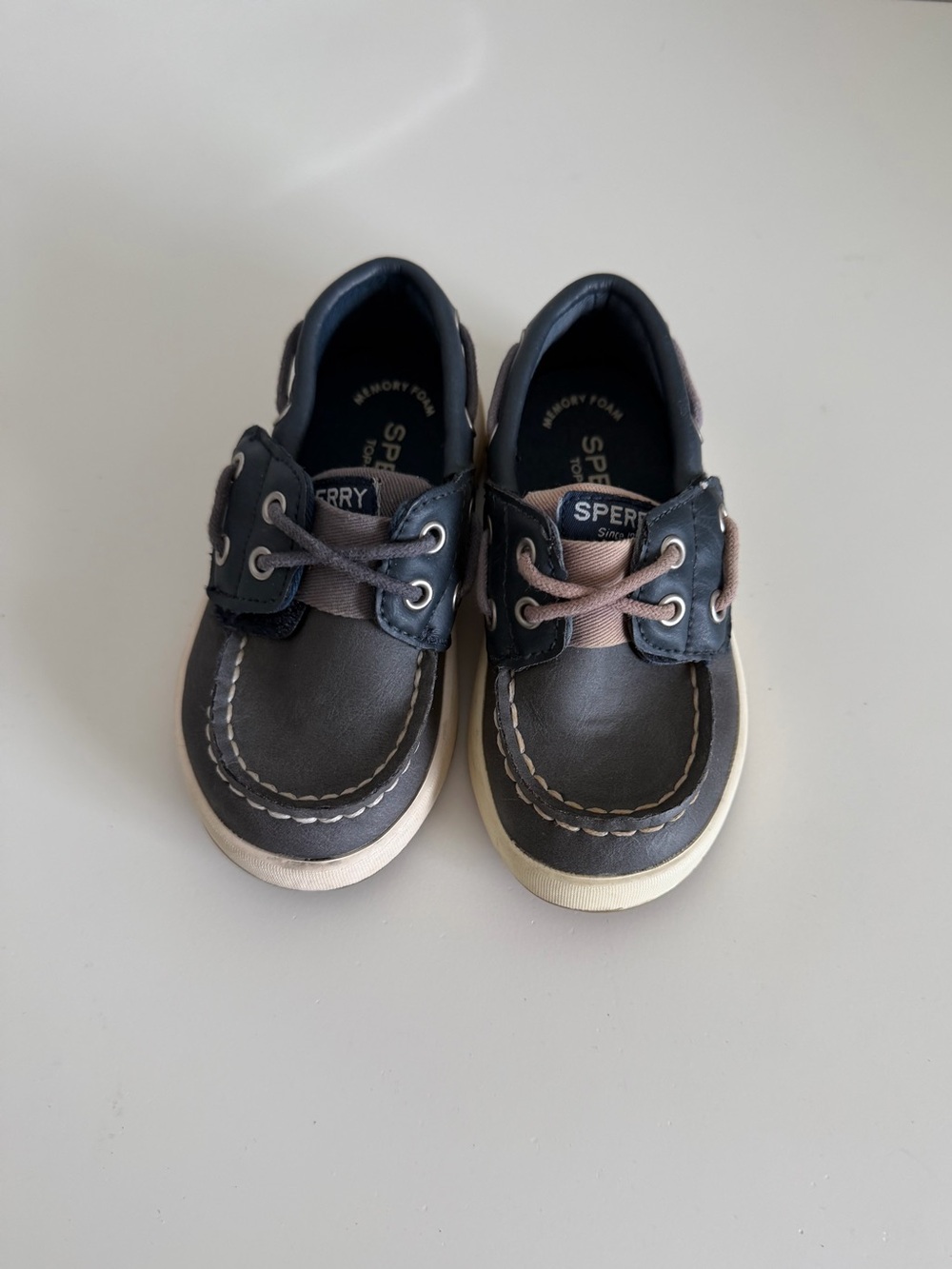 Sperry Kids Navy and Tan Moccasin Boat Shoes